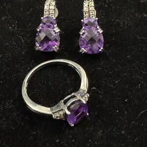 925 Amethyst Ring Jewelry Set